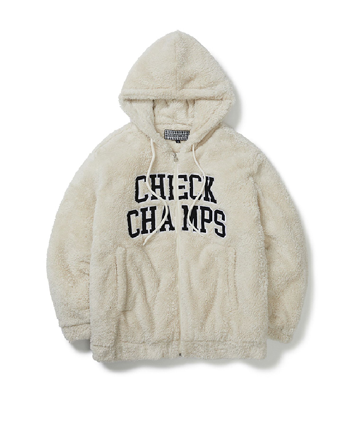 MUSINSA | BORN CHAMPS BC CM Faux fleece logo Zip-up Hoodie