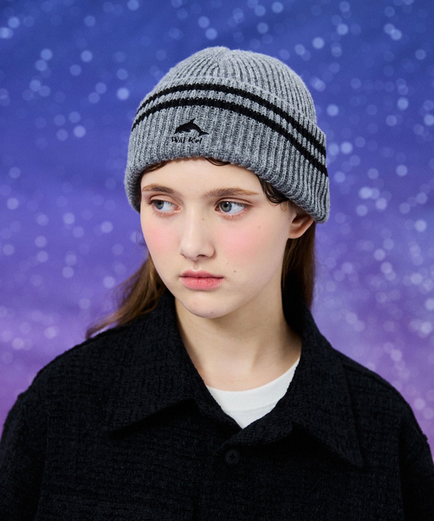 ★Wai Kei★ Dolphin Logo Line Beanie Black YK22FWAC03 MUSINSA | WAI KEI Dolphin Logo Line Beanie Black