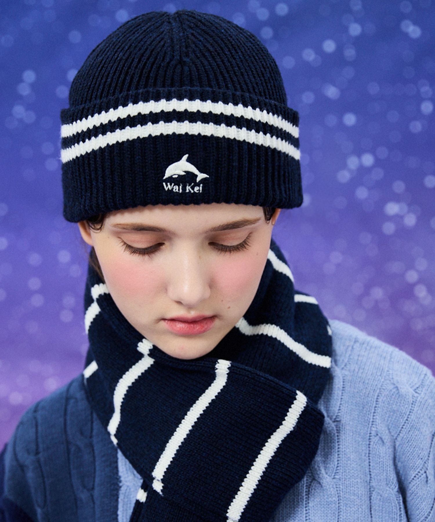 ★Wai Kei★ Dolphin Logo Line Beanie Black YK22FWAC03 MUSINSA | WAI KEI Dolphin Logo Line Beanie Gray