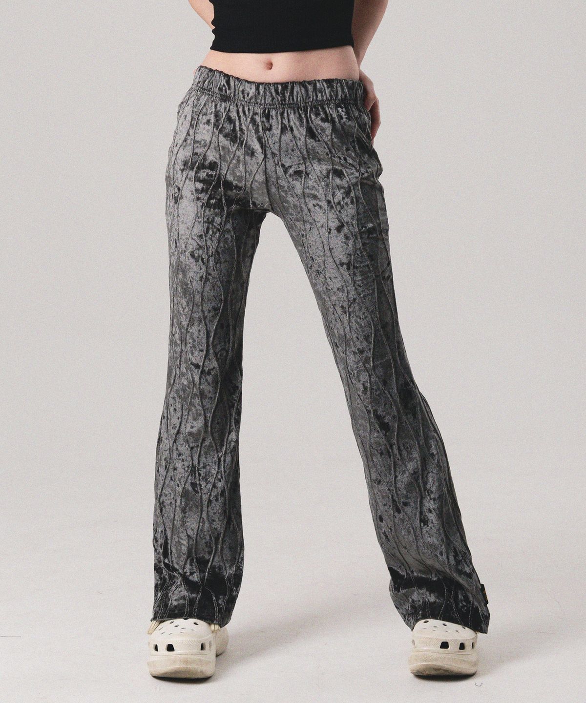 피스메이커(PIECE MAKER) VELVET WAVE STITCH BOOTS PANTS (CHARCOAL)