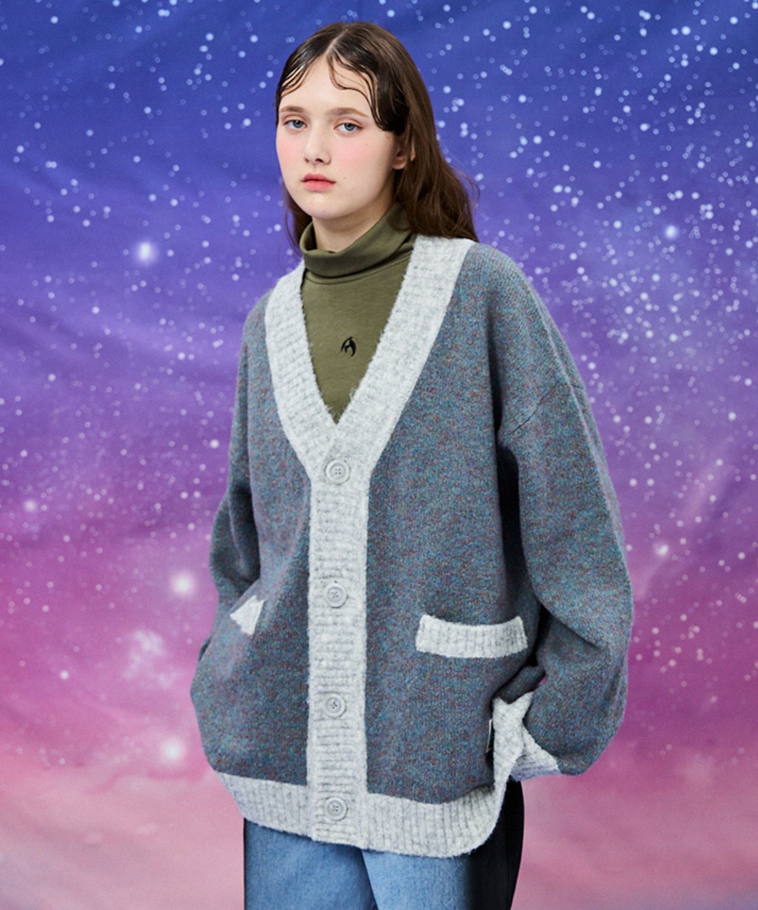 さらに100円引き◆Wai Kei◆Boucle two tone cardigan MUSINSA | WAI KEI Boucle two-tone cardigan mint gray