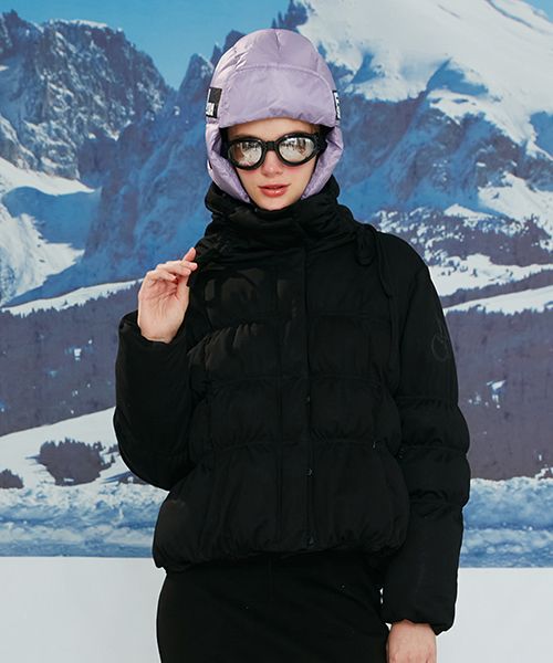 [ KIRSH ]★CHERRY SHIRRING SHORT PADDING JUMPER MUSINSA | KIRSH Cherry Shirring Short Padded Jumper [Black]
