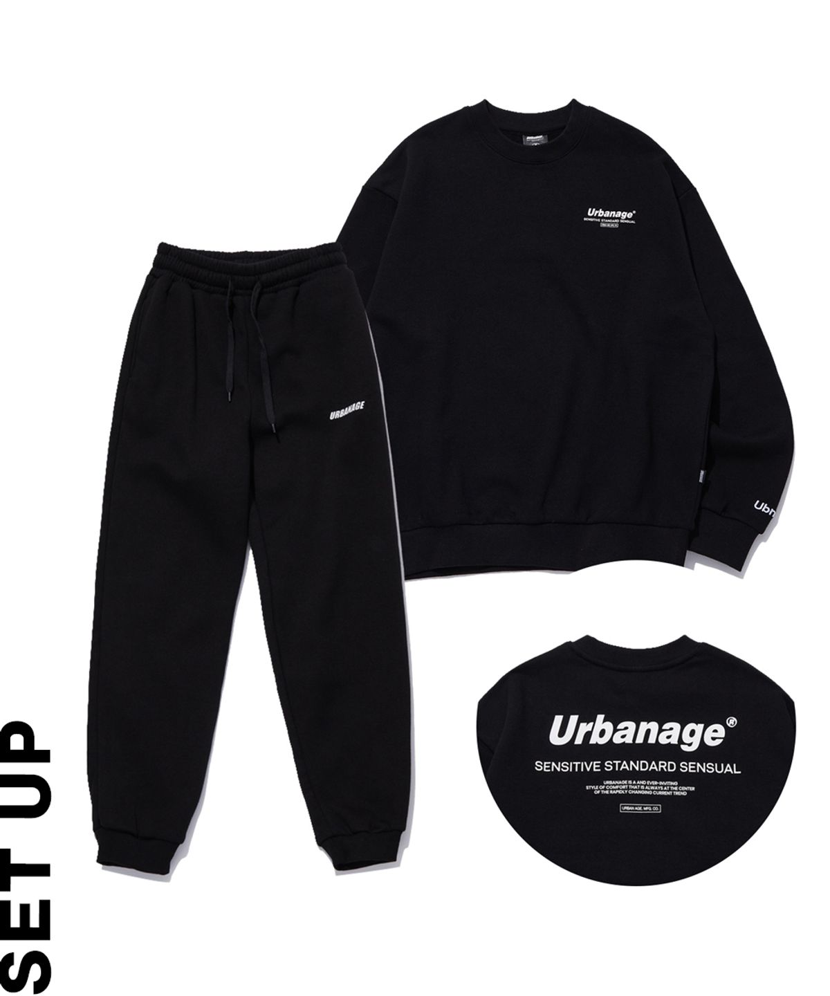 어반에이지(URBANAGE) [SET] 컬러센슈얼 트레이닝 셋업_블랙