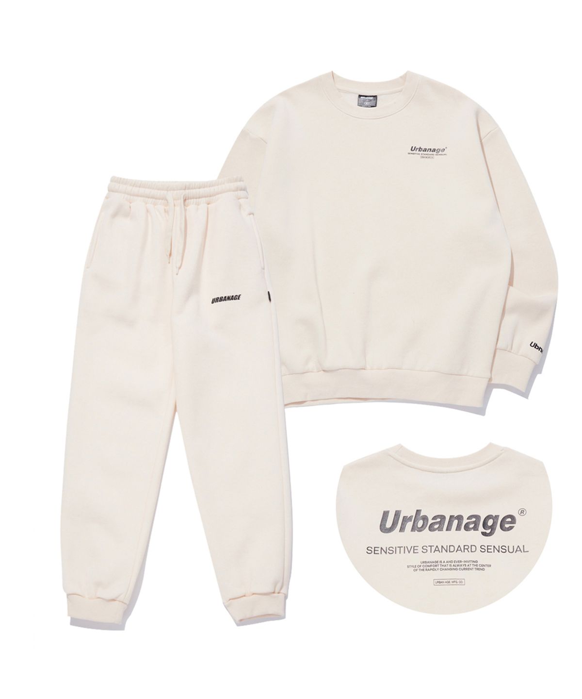 어반에이지(URBANAGE) [SET] 컬러센슈얼 트레이닝 셋업_크림