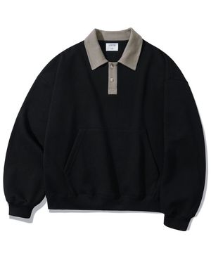 노마드 투톤 카라 맨투맨 검정 HYMT4526