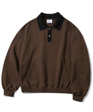 노마드 투톤 카라 맨투맨 브라운 HYMT4526