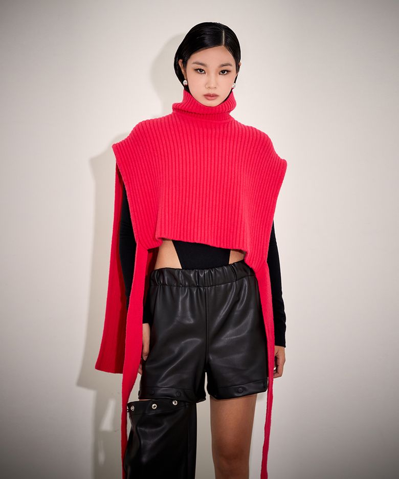 OVER NECK FISHER KNIT VEST_T226OT804