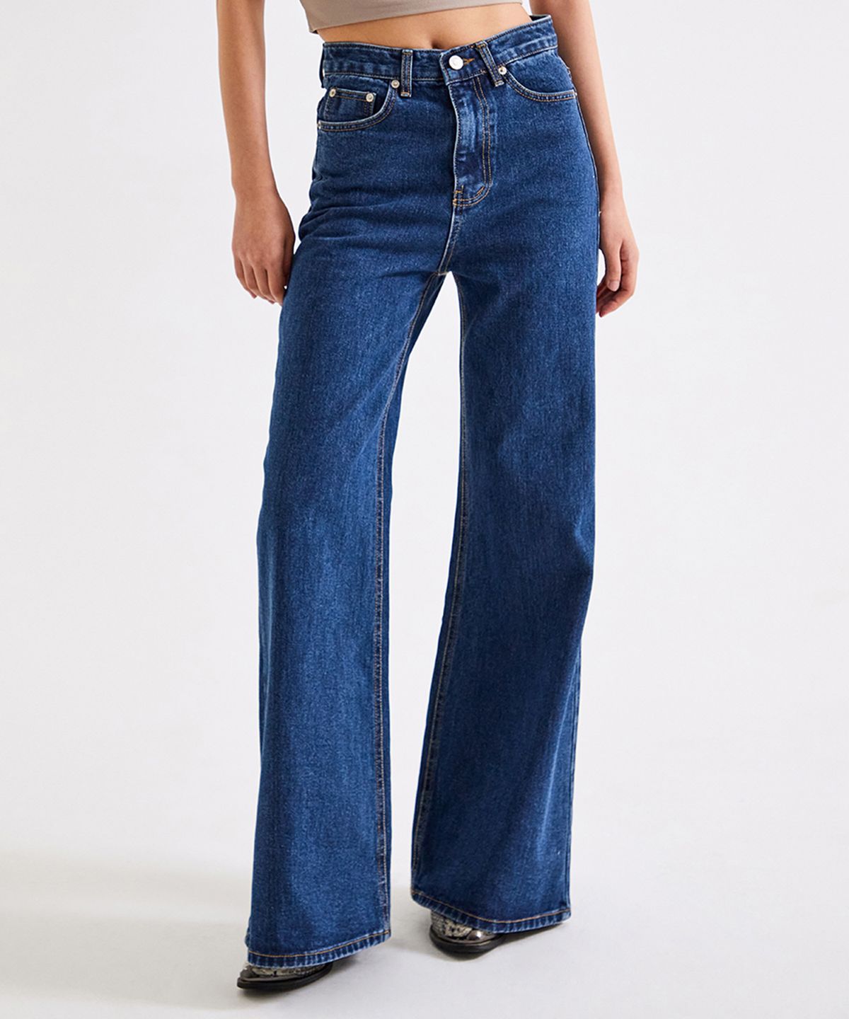 탑걸(TOPGIRL) DARK BLUE HIGH WAIST FLARED JEANS_T226DE400