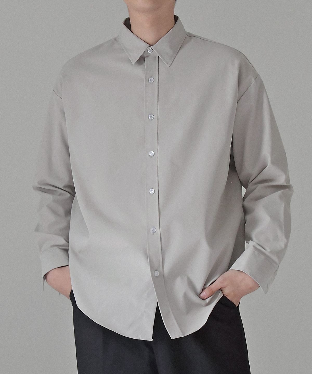 베리베인(VERYVAIN) OVER RUSTLE SHIRTS (LIGHT GRAY)