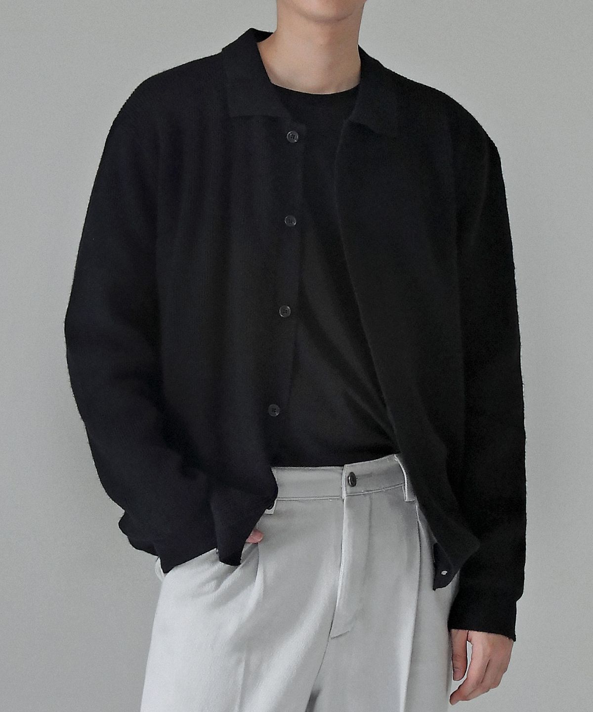 베리베인(VERYVAIN) CASHLIKE COLLAR CARDIGAN (BLACK)