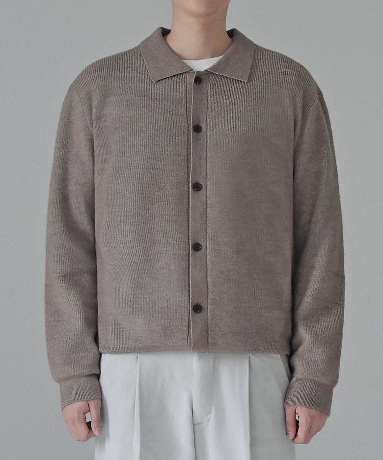 CASHLIKE COLLAR CARDIGAN (BROWN)