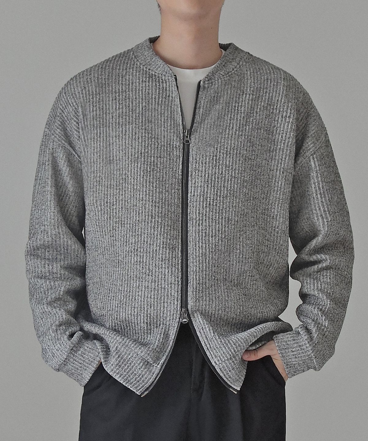 베리베인(VERYVAIN) 2WAY ZIP CARDIGAN (GRAY)