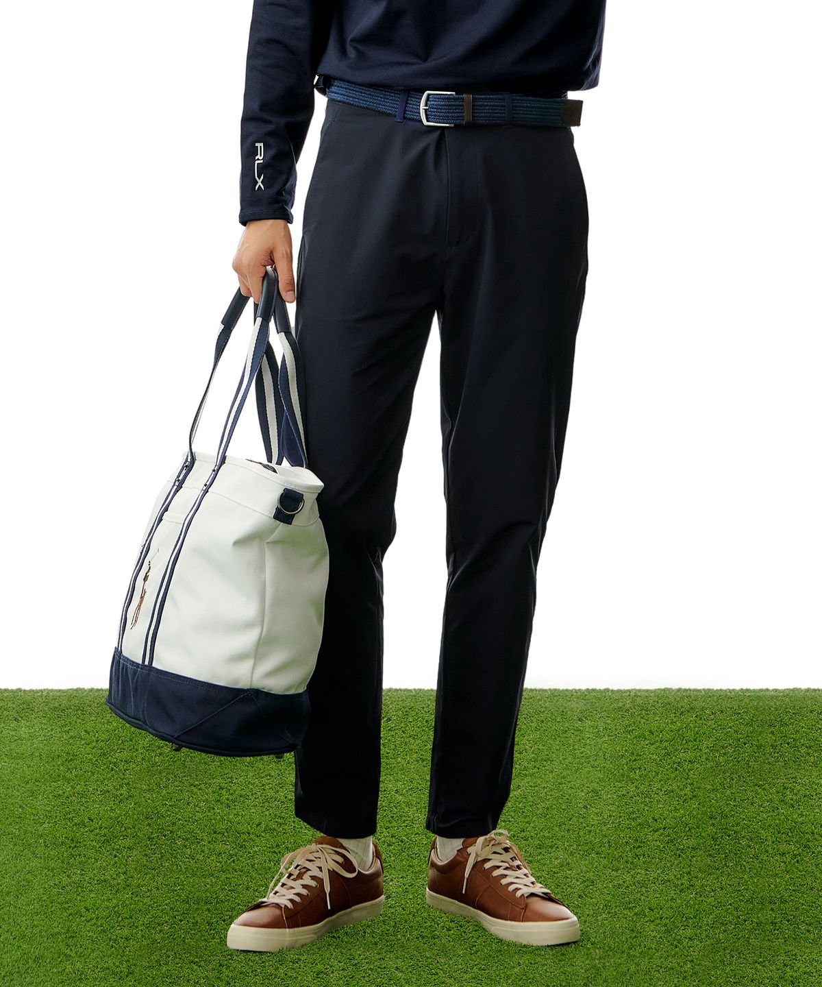 폴로 랄프 로렌 골프(POLO RALPH LAUREN GOLF) 슬림핏 퍼포먼스 버즈아이 팬츠 - 네이비