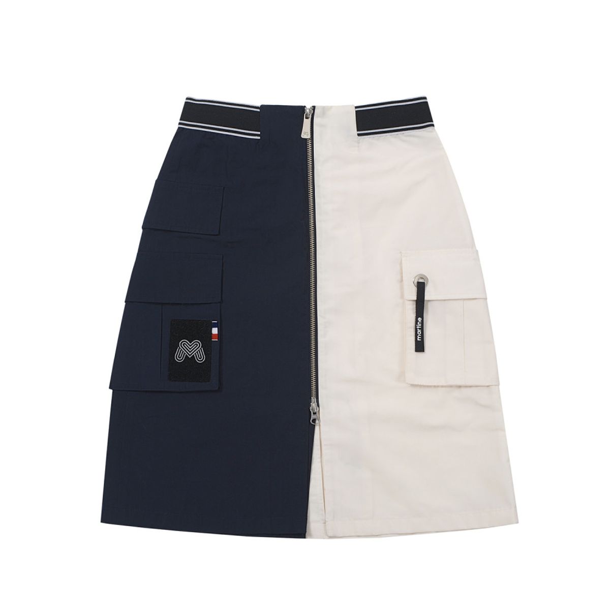 마틴골프(MARTINE GOLF) Half&Half Color Block Long Skirt_White