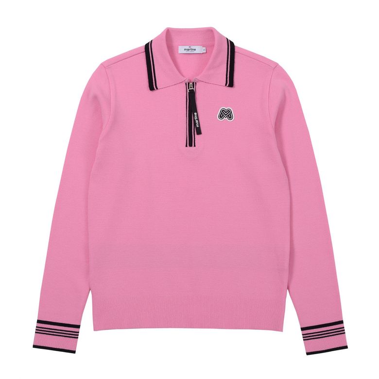 Tip Color Point Half Zip-up Sweater_Pink