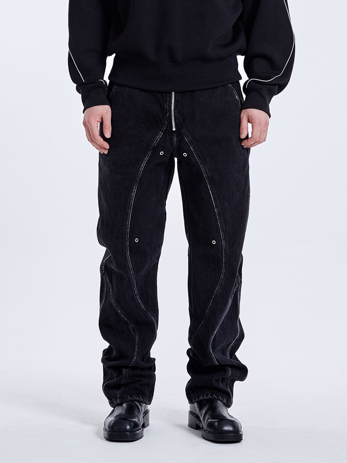 51퍼센트(51PERCENT) TUNNEL LINING TROUSER (DENIM) - Washed Black