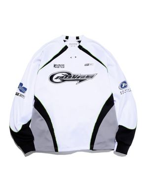 매쉬 모터사이클 래글런 롱슬리브_화이트