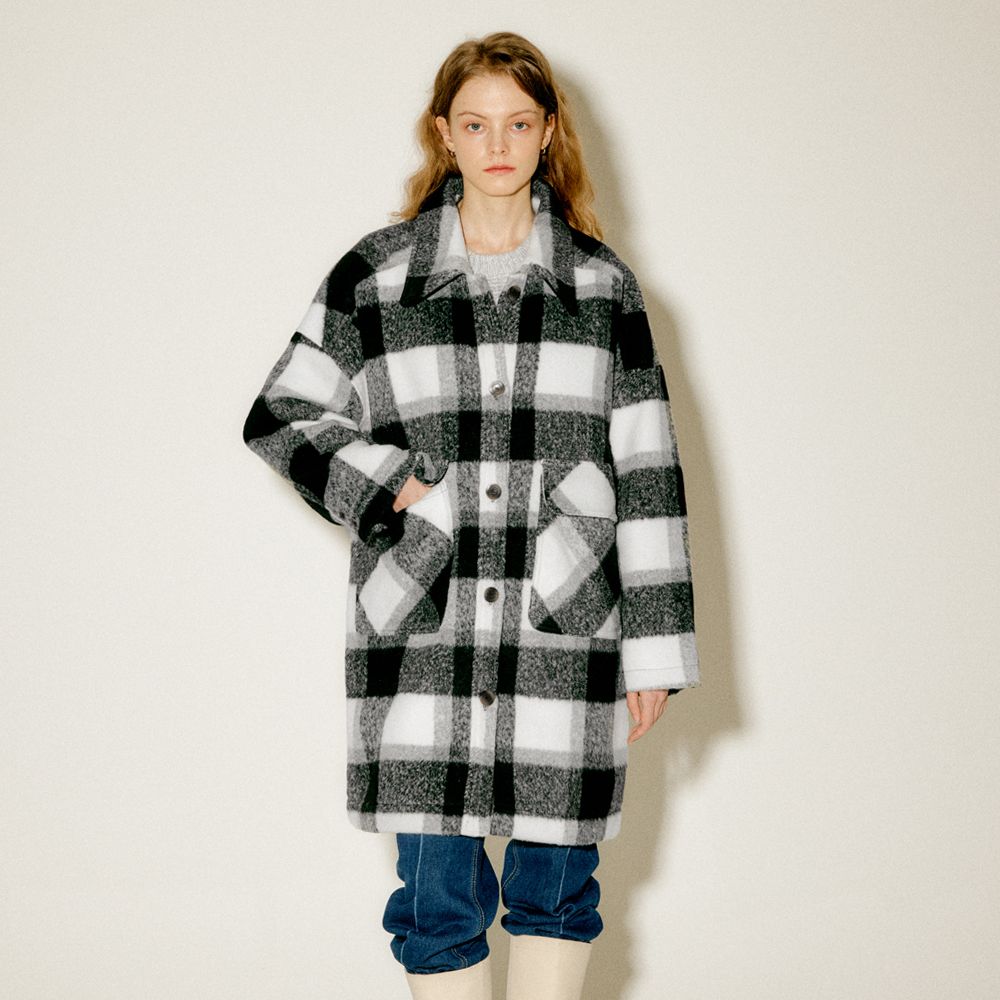 ✴︎専用✴︎ Shadow check WOOL X 中綿 coat JKT MUSINSA | GENERAL IDEA Wool Check Quilted Coat [BLACK] / S22W01001