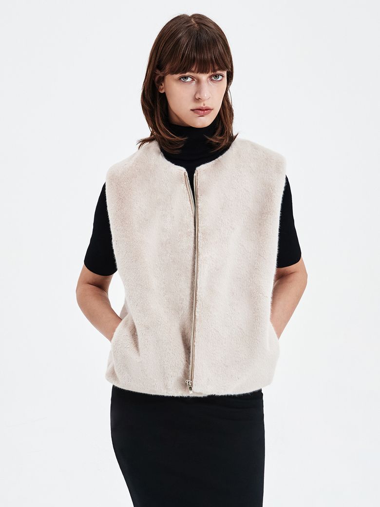 AVA FUR VEST BEIGE