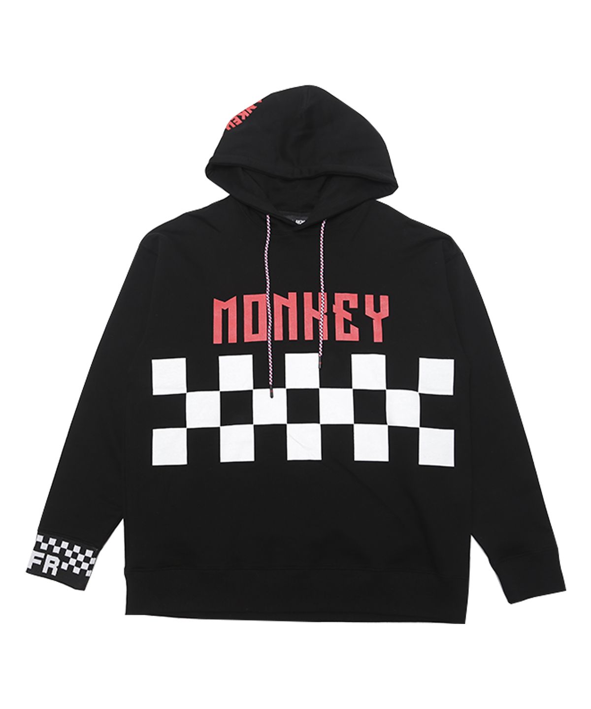 몽키플라워(Monkey Flower) 공용 체커보드 클럽 후드티셔츠/MW2WHD01U BLACK