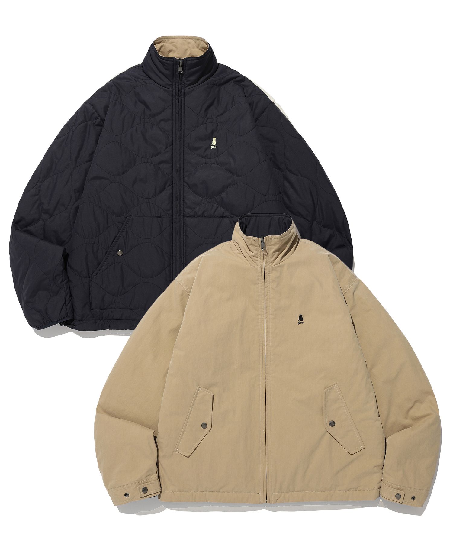 MUSINSA | YALE REVERSIBLE QUILTING FIELD JACKET NAVY/BEIGE