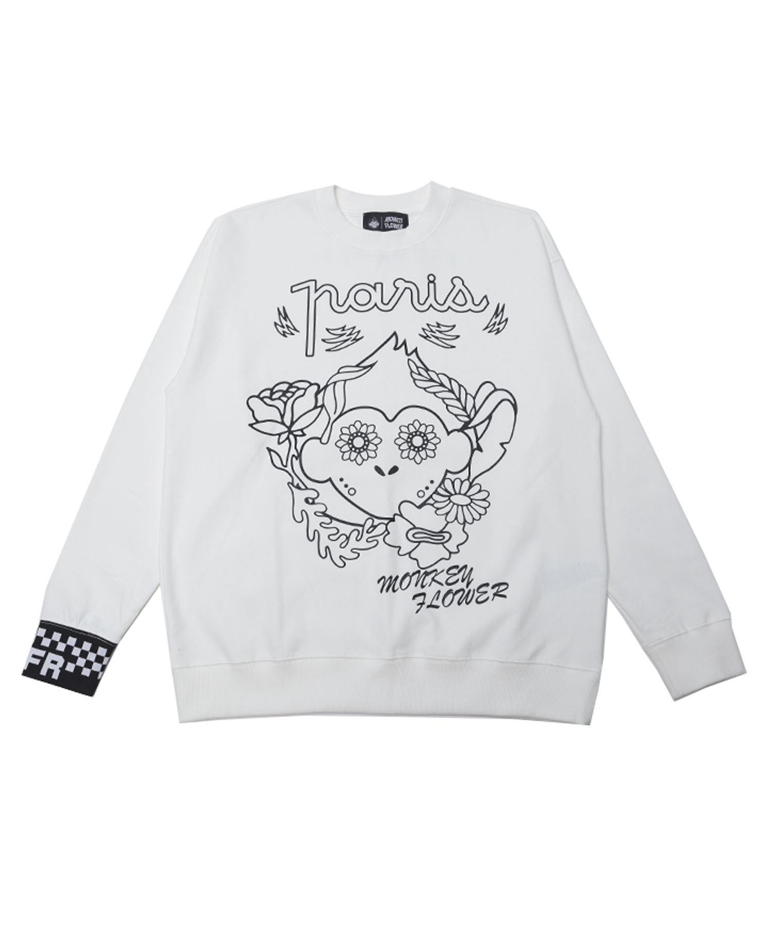 MUSINSA | Monkey Flower Common tropical line graphic sweatshirt/MW2WMT10U  WHITE