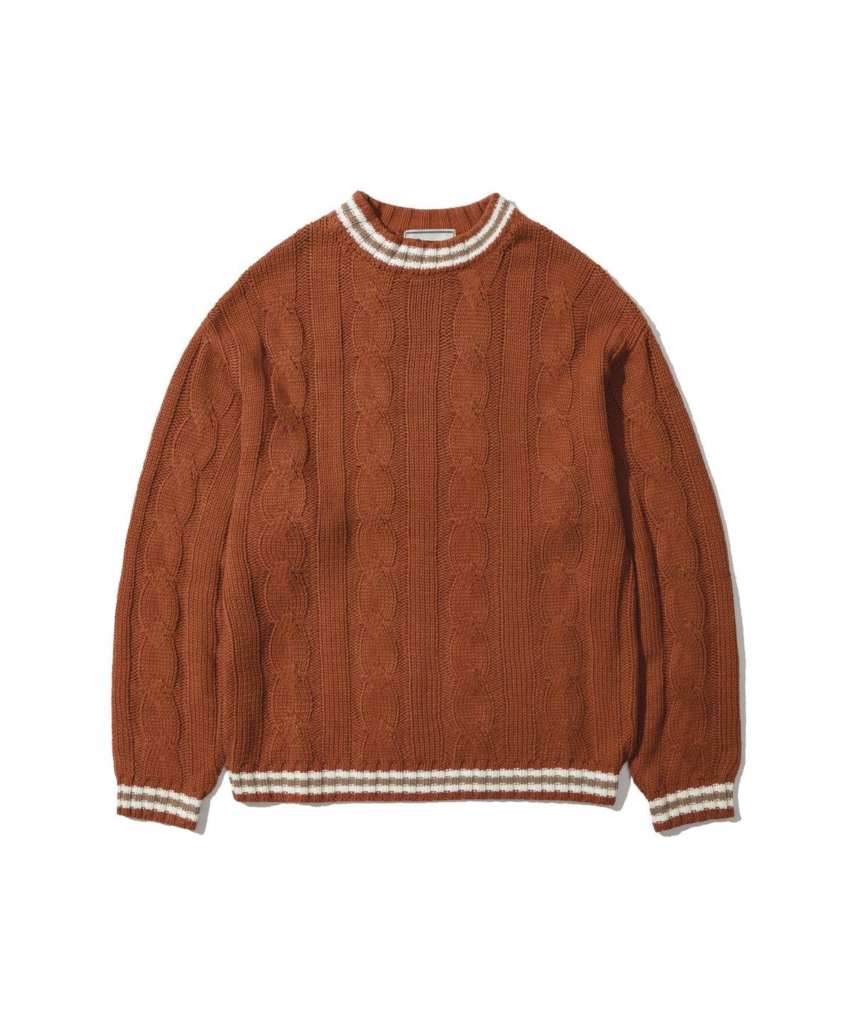 오아이오아이 컬렉션(OIOI COLLECTION) FIVETWO STAMP CABLE SWEATER [BRICK]