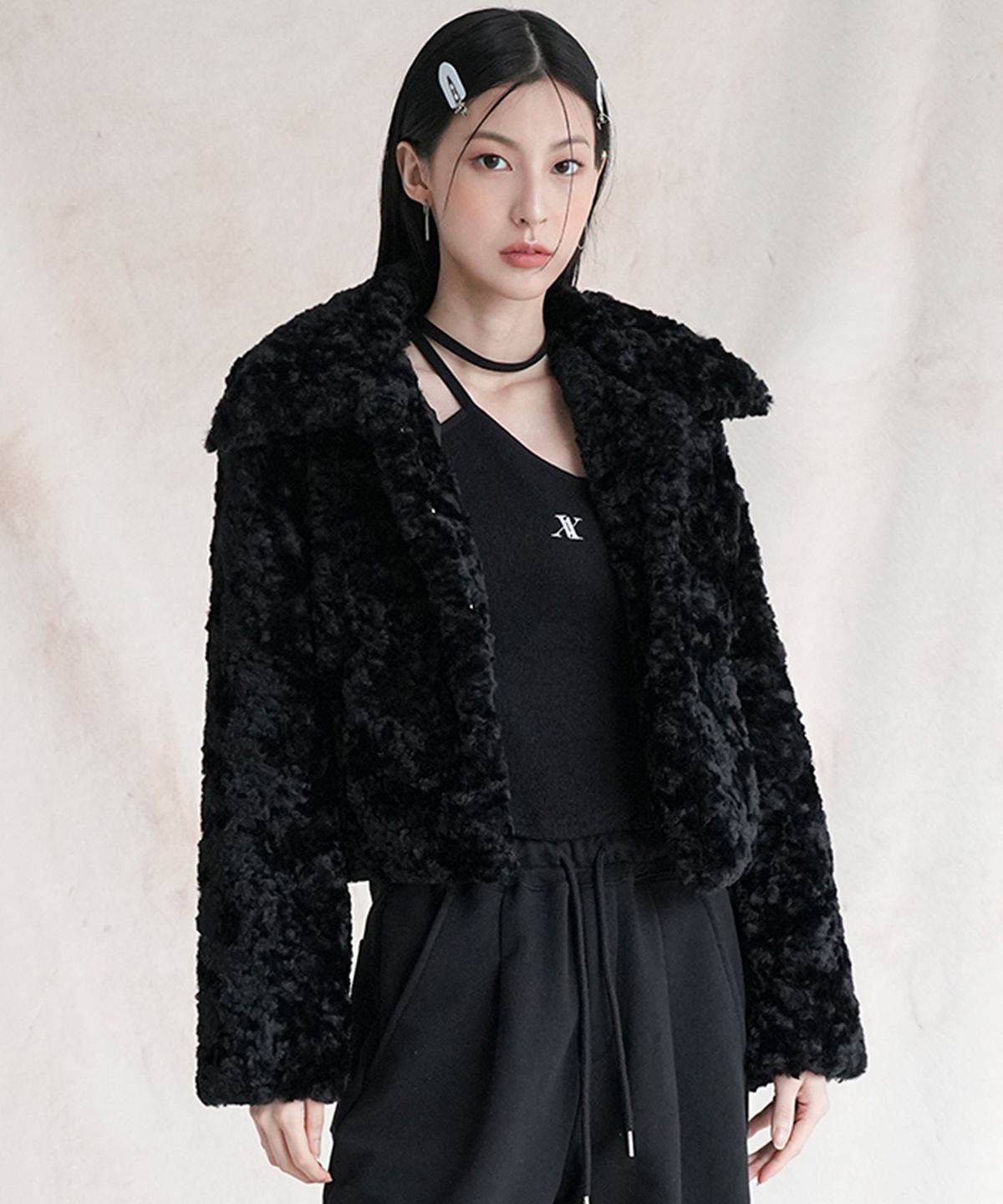어반드레스(AVANDRESS) Emilie Fur Jacket BLACK