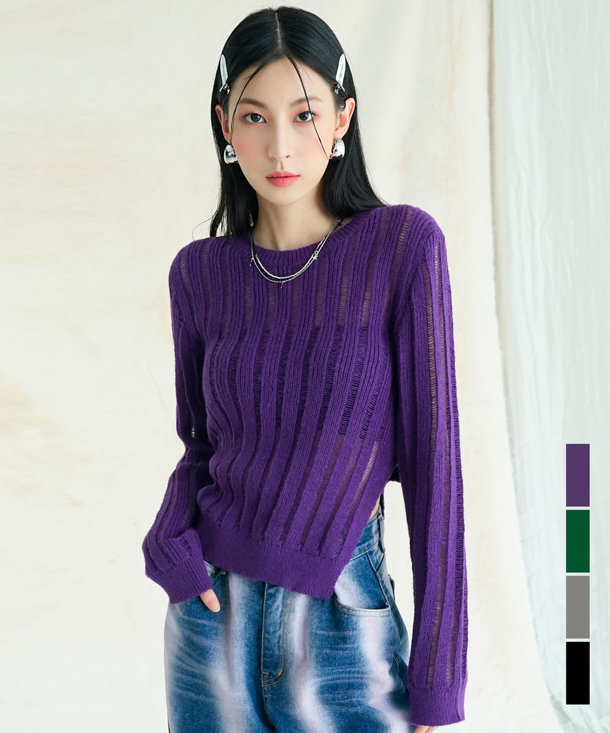 어반드레스(AVANDRESS) See-through Knitwear - 4COL