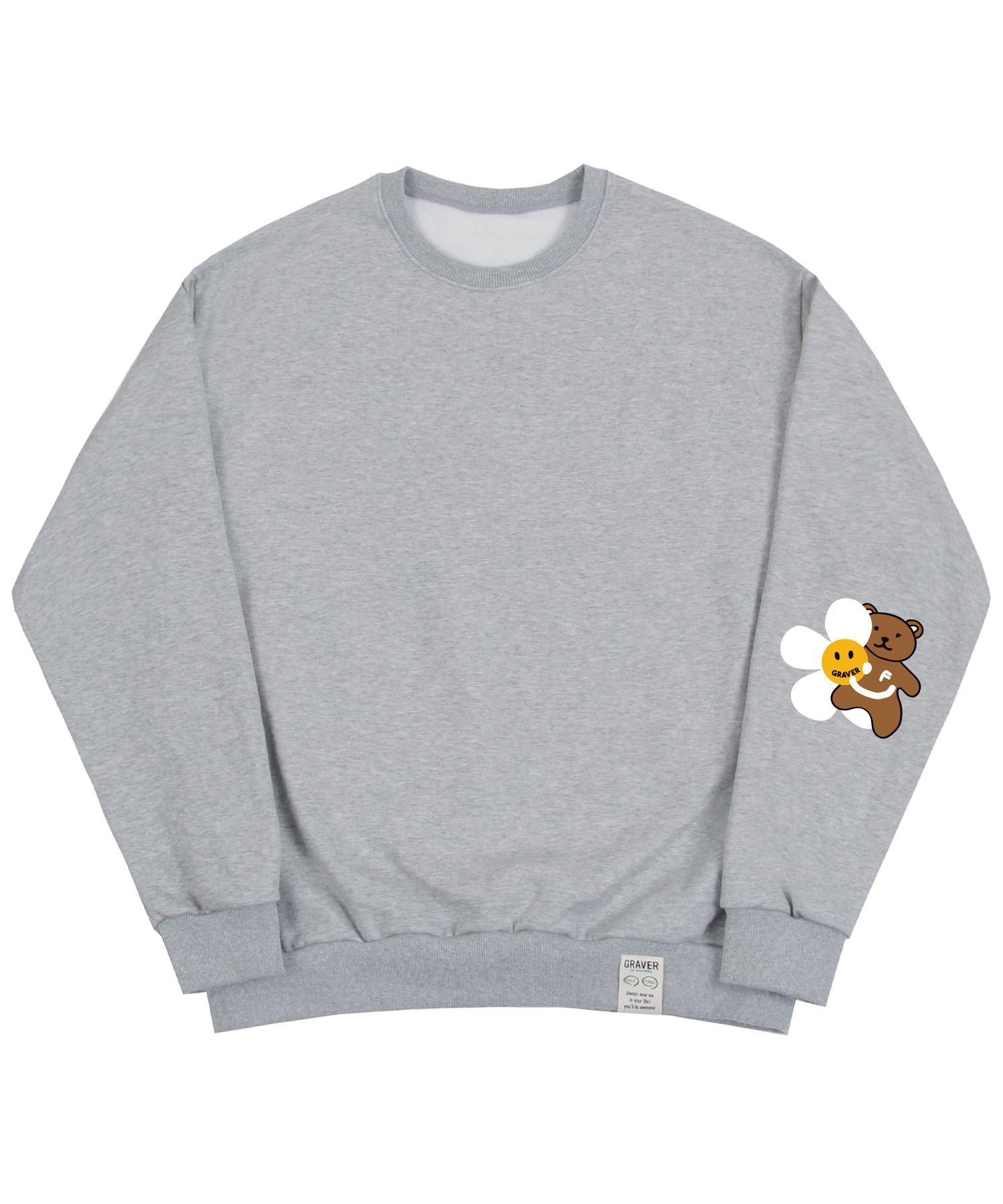 【GRAVER】22FW★ [UNISEX] Elbow Flower Bear Smile Sweatshirt MUSINSA | GRAVER [UNISEX] Elbow Flower Bear Smile