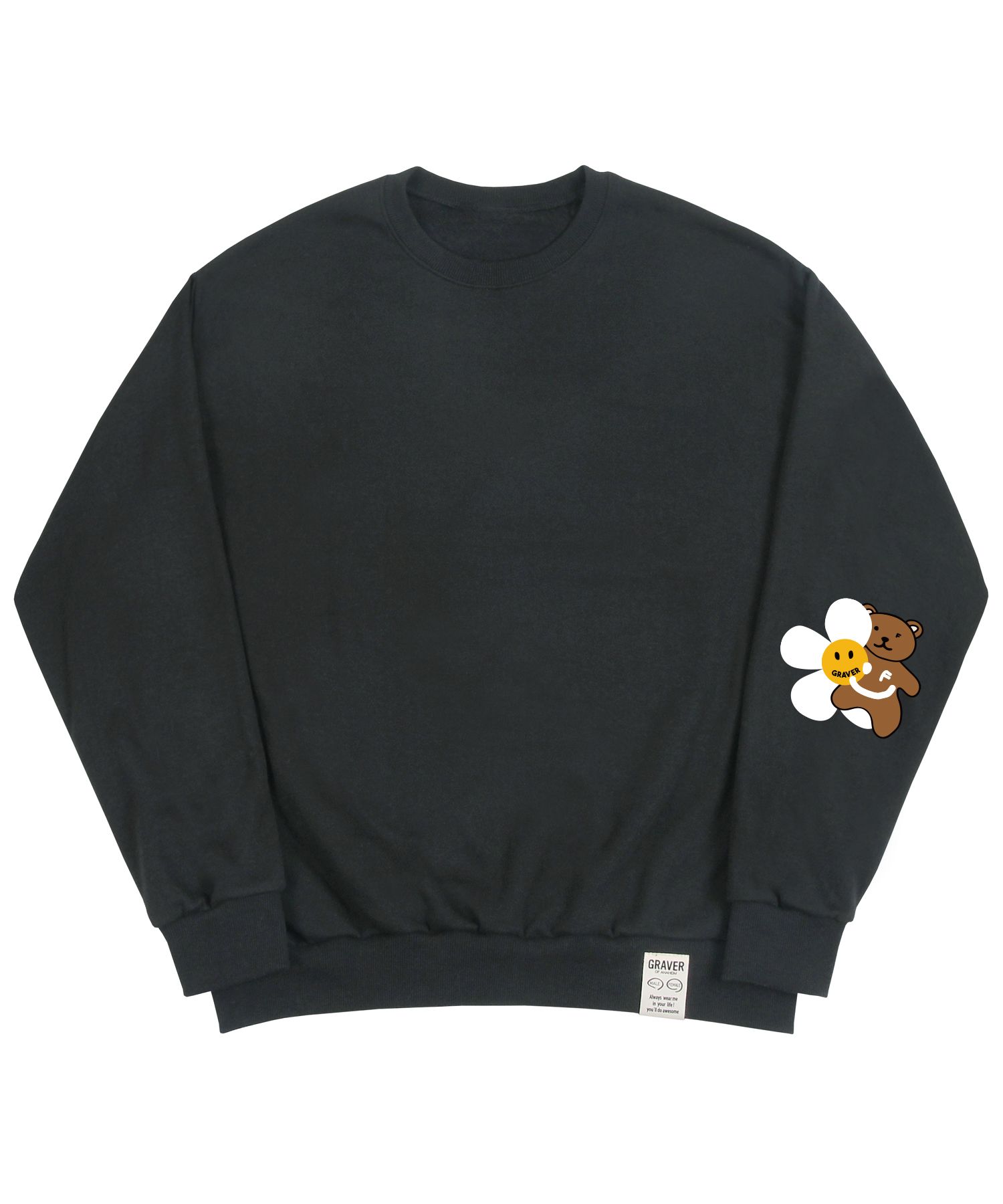 【GRAVER】22FW★ [UNISEX] Elbow Flower Bear Smile Sweatshirt MUSINSA公式 | GRAVER [UNISEX] Elbow Flower Bear Smile