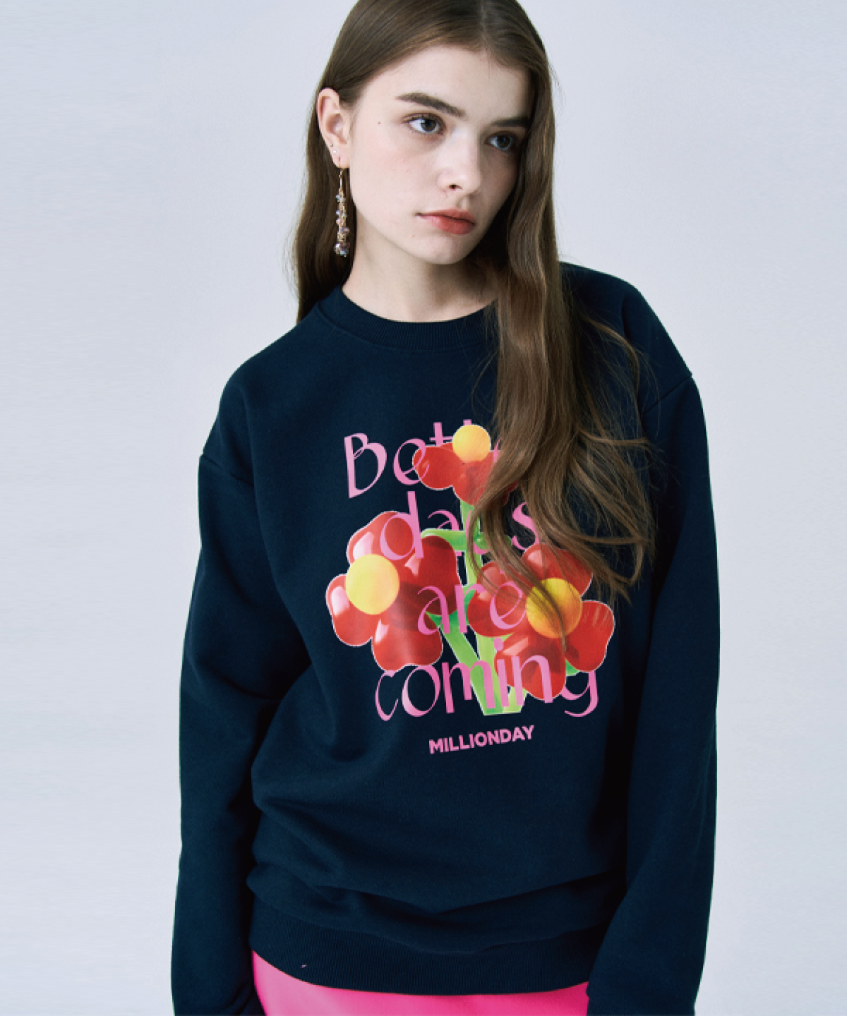 밀리언데이(MILLION DAY) MILLION BALLOON FLOWER SWEATSHIRT