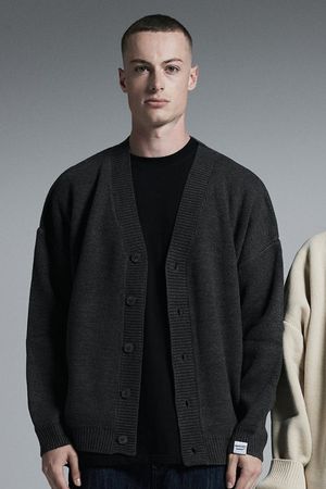 슬리브 포인트 니트 가디건 (다크그레이)