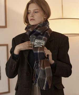 Daily check wool muffler - Navy check