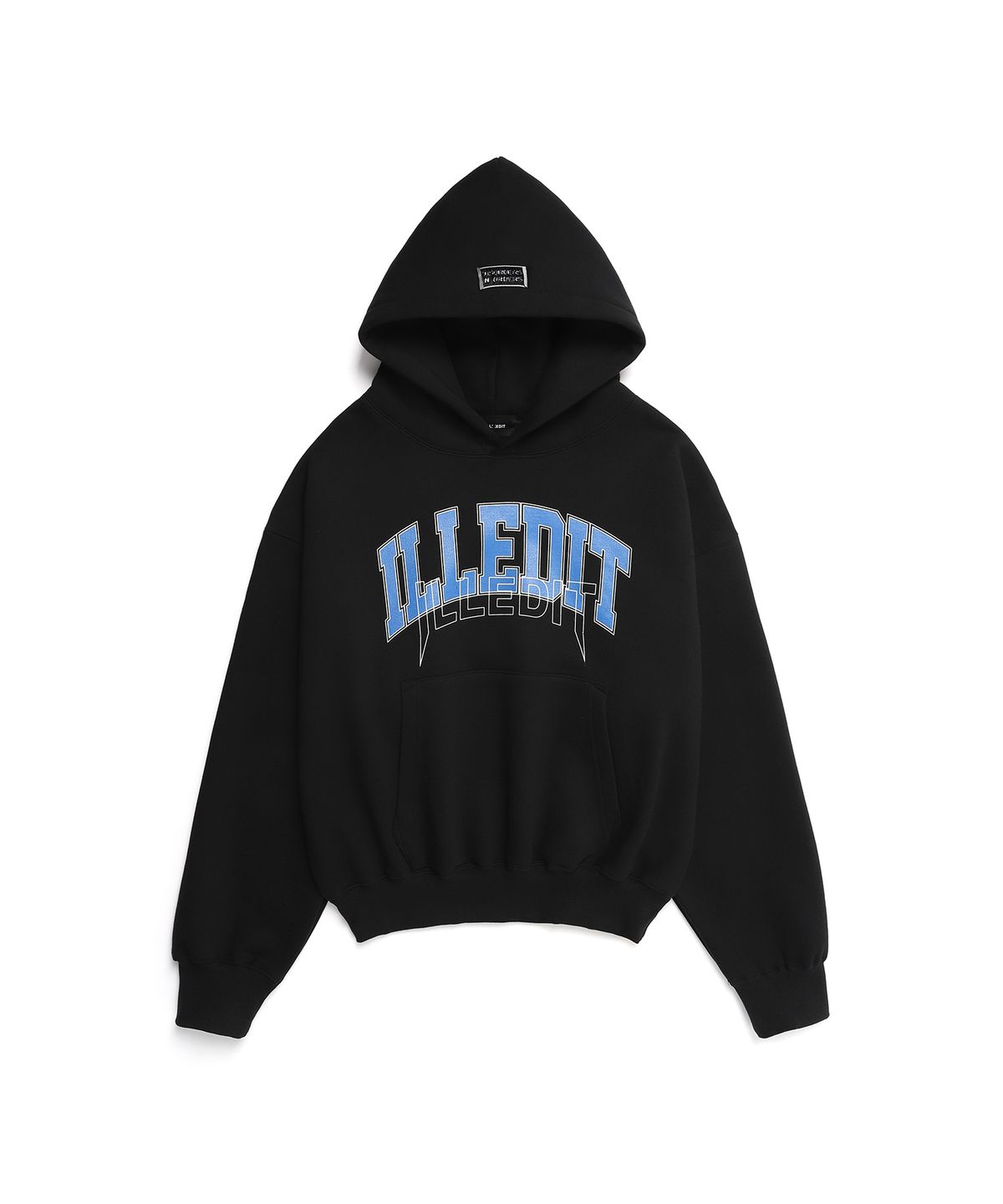 일레딧(ILLEDIT) ARCH LOGO CROP HOODIE BLACKBLUE