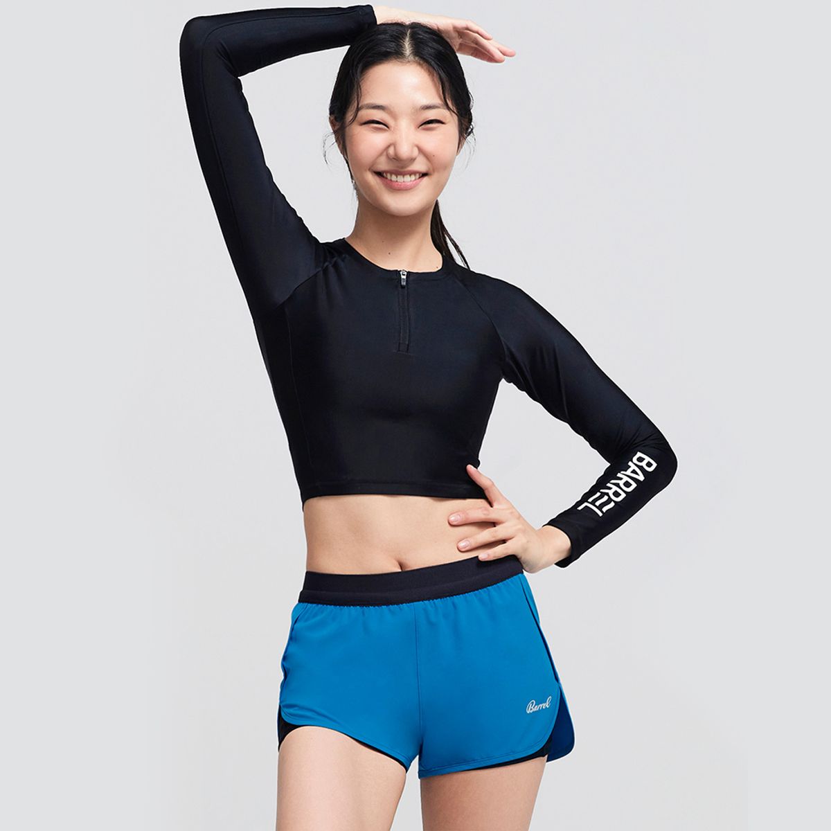 배럴(BARREL) 우먼 데이 크롭 집업 래쉬가드 블랙 (BI4WWCR17BLK)