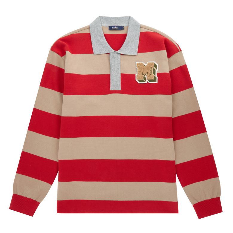1985 Block Stripe Collar Knit_Orange (Men)