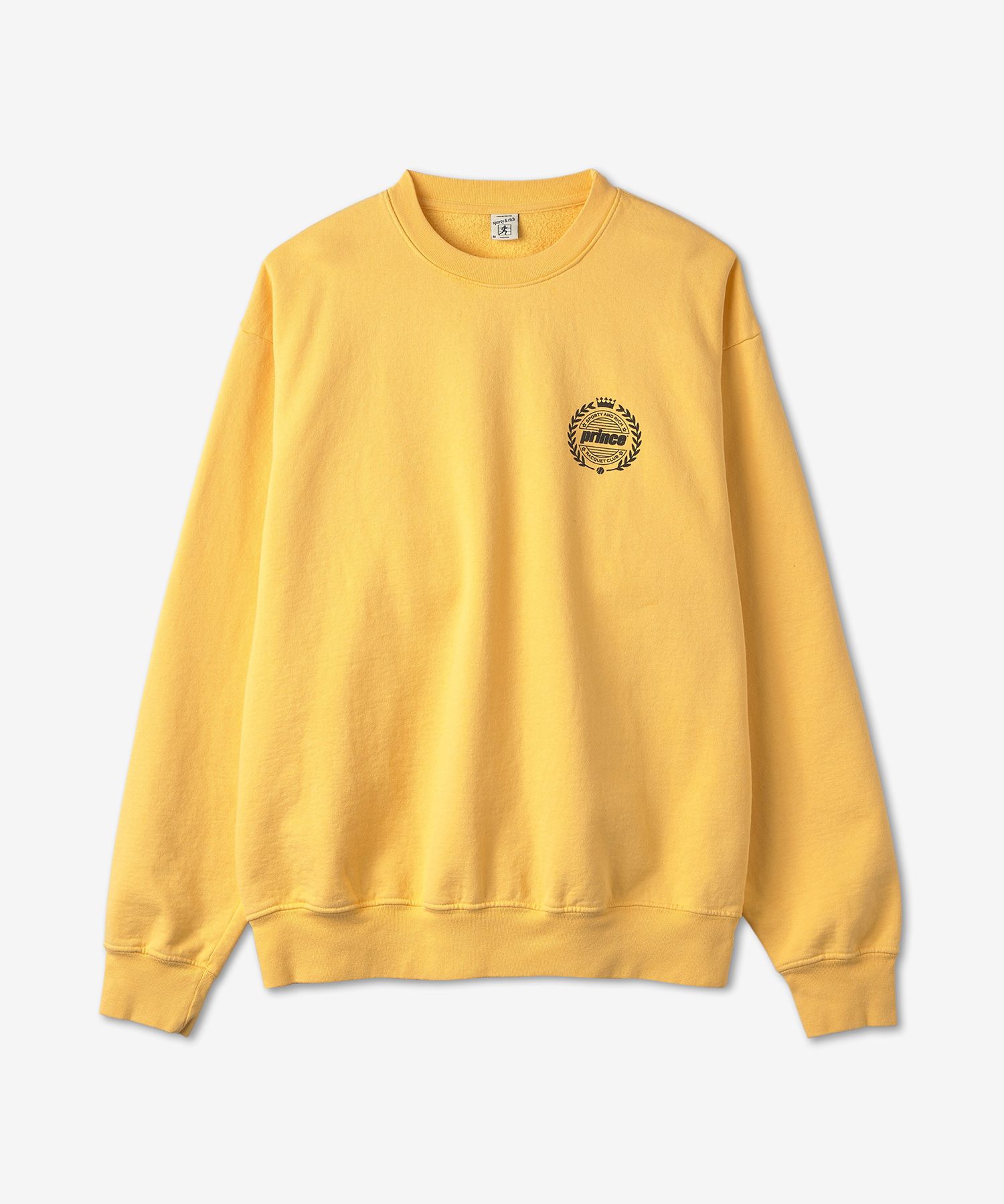 ★Sporty & Rich★ Prince Crest Sweatshirt Yellow Black CR522 MUSINSA公式 | SPORTY&RICH Prince Crest Sweatshirt - Yellow