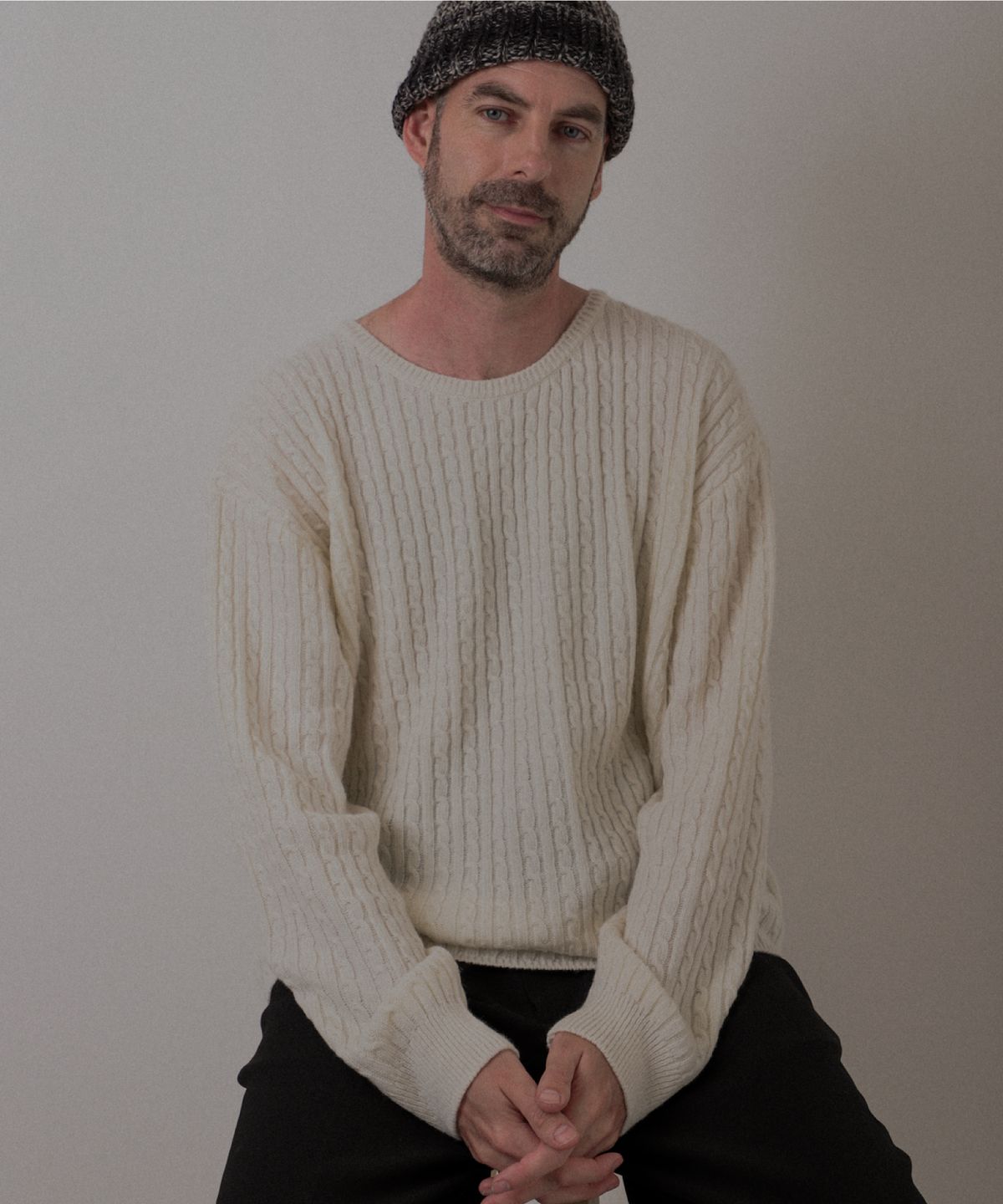 테스터먼트(TESTAMENT) Cable Line knit (Ivory)
