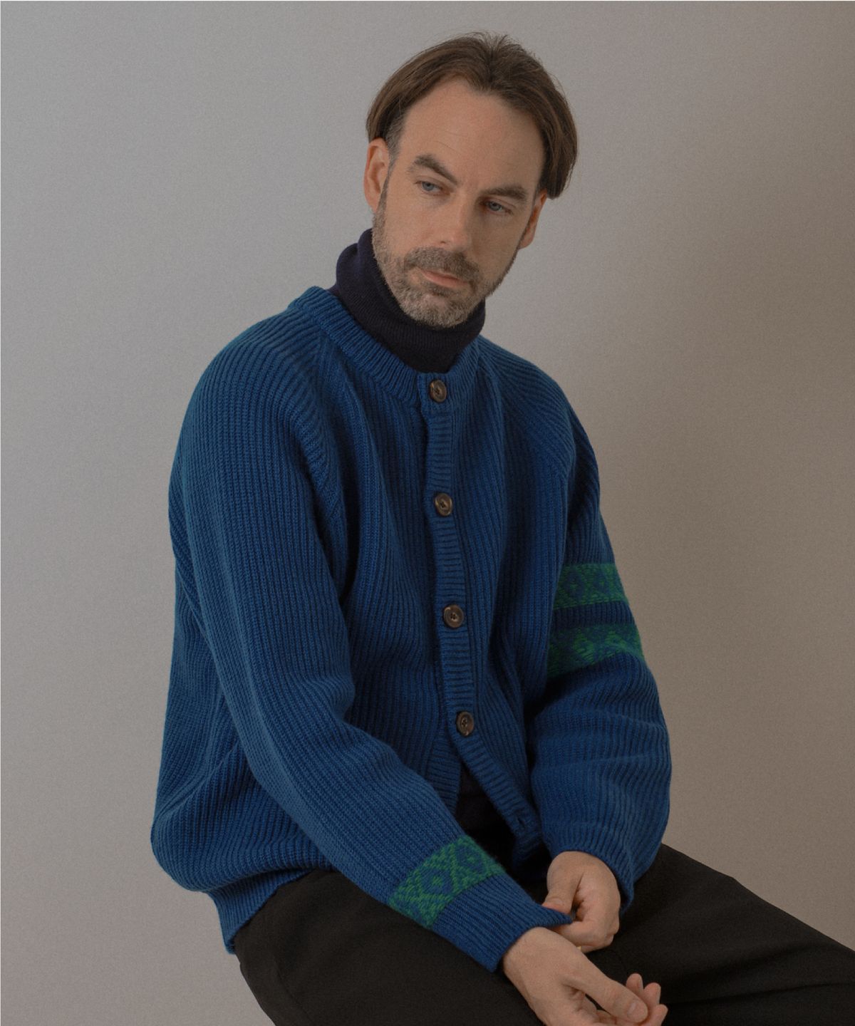 테스터먼트(TESTAMENT) Royalrib Raglan Cardigan (Blue)