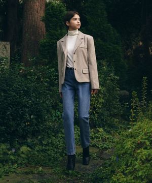 샌드 헤링본 자켓 - 베이지