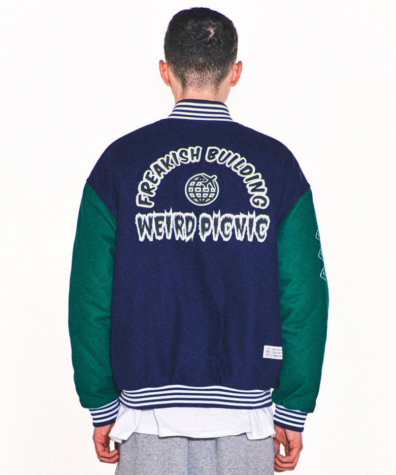WEIRD PICNIC VARSITY JACKET (NAVY)