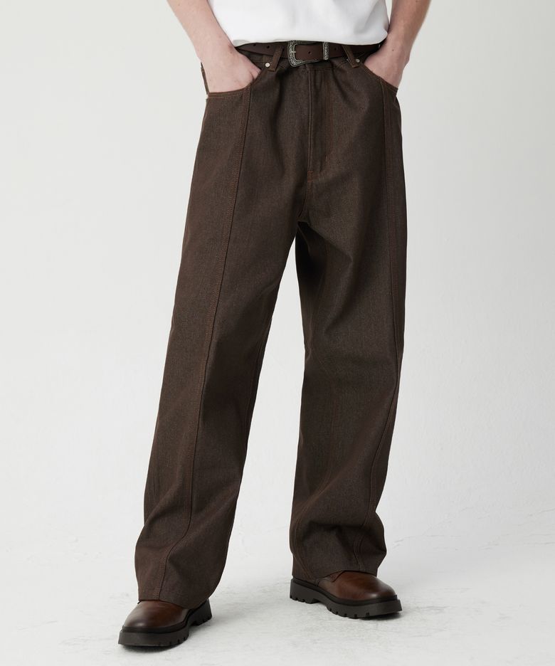 워싱 스티치 데님 팬츠 (BROWN)