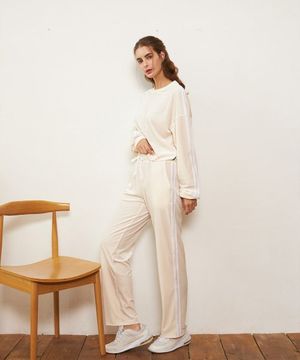 CLWP9117 엘레강스 벨벳 트레이닝 팬츠 아이보리