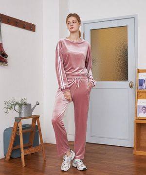 CLWP9117 엘레강스 벨벳 트레이닝 팬츠 인디핑크