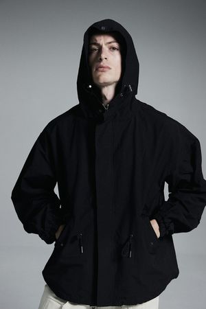 후디 포인트 피쉬테일 후드 집업 야상 자켓 (블랙)