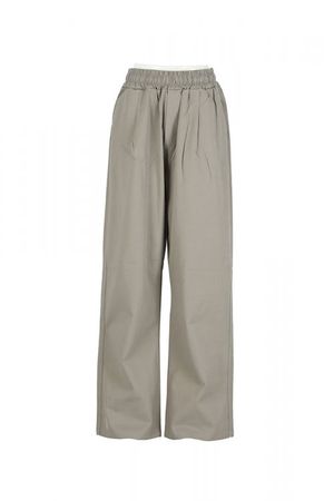 원턱 밴딩 와이드 코튼 팬츠 (카키)