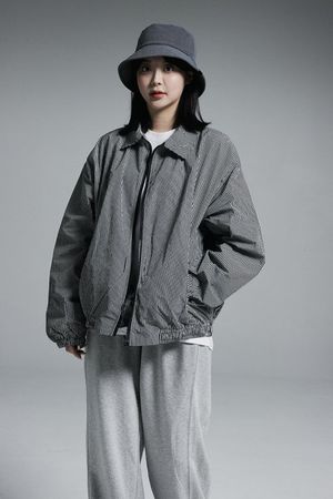 카라 블루종 윈드브레이커 집업 자켓 (체크)