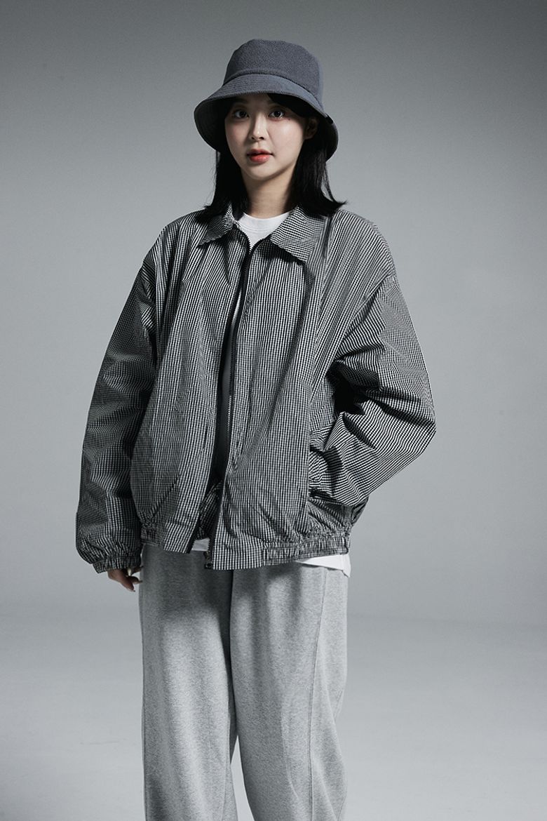 카라 블루종 윈드브레이커 집업 자켓 (체크)