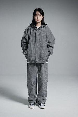 나일론 윈드브레이커 바람막이 후드집업 자켓(체크)